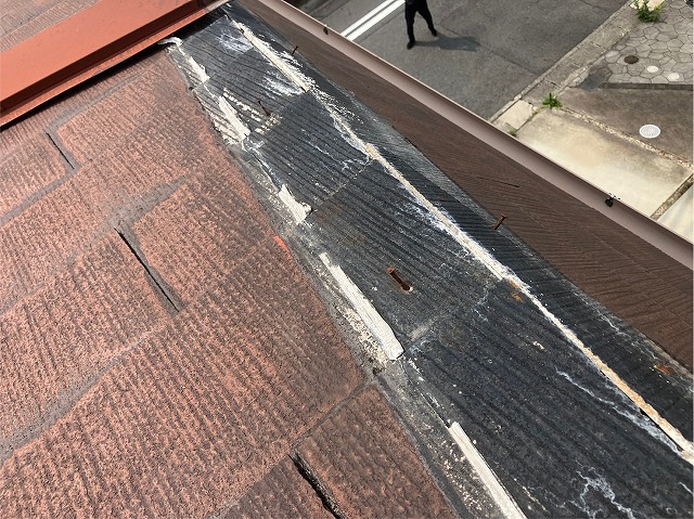 剥き出しになった棟部分